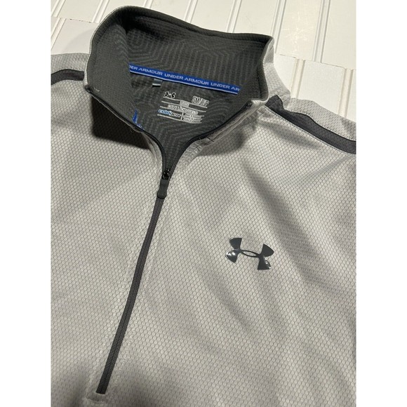 Under Armour Women's Small ColdGear Honeycomb Pattern Light Gray Pullover A27 - Picture 1 of 7